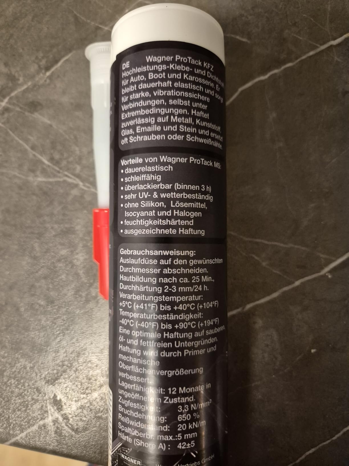 Wagner ProTack KFZ Hochleistungskleber schwarz 310 ml vibrationssicher