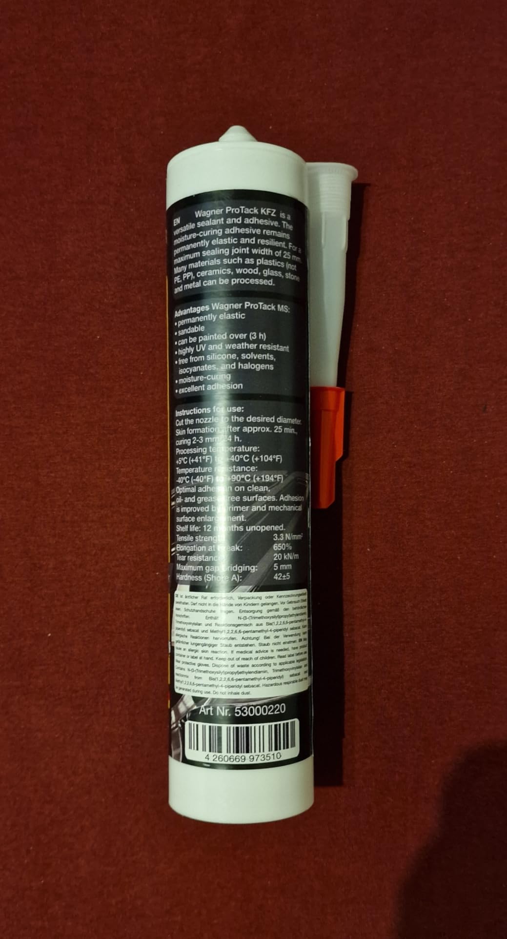 Wagner ProTack KFZ Hochleistungskleber schwarz 310 ml vibrationssicher