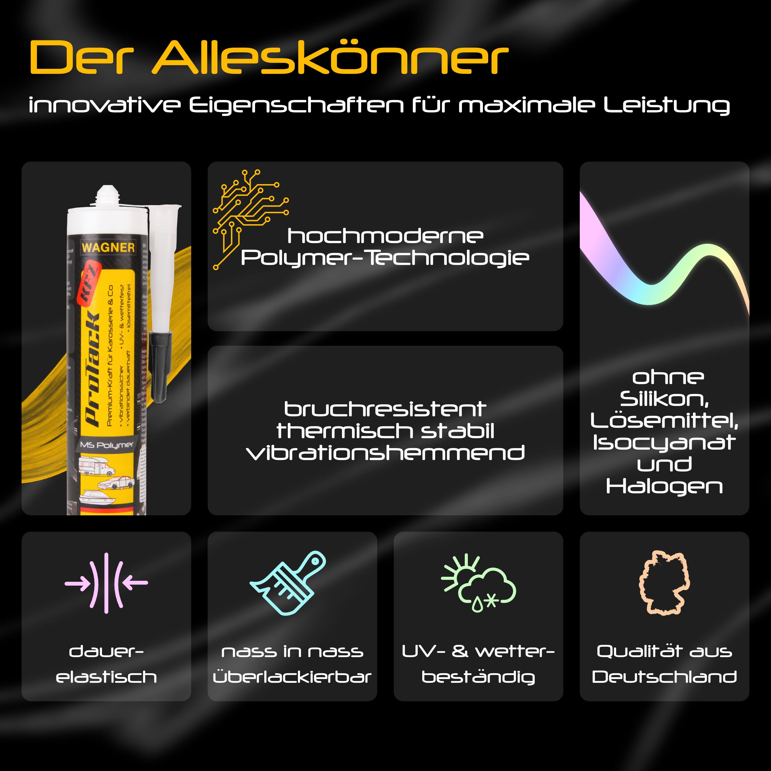 Wagner ProTack KFZ Hochleistungskleber schwarz 310 ml vibrationssicher
