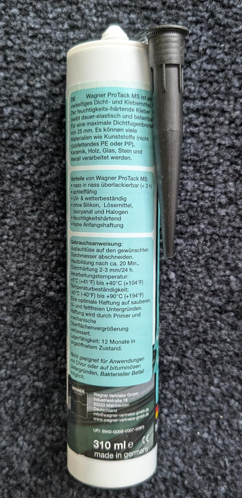 Wagner ProTack MS Montagekleber schwarz 310 ml dauerelastisch