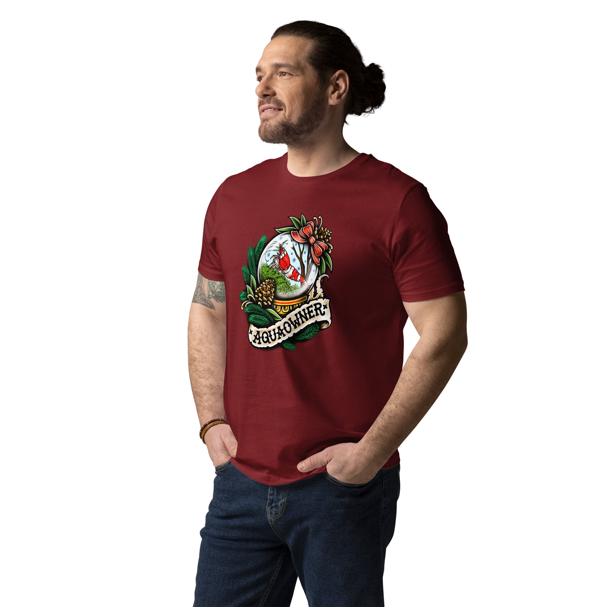 AquaOwner Christmas Shrimp Tee T-Shirt dunkelrot Bio-Baumwolle