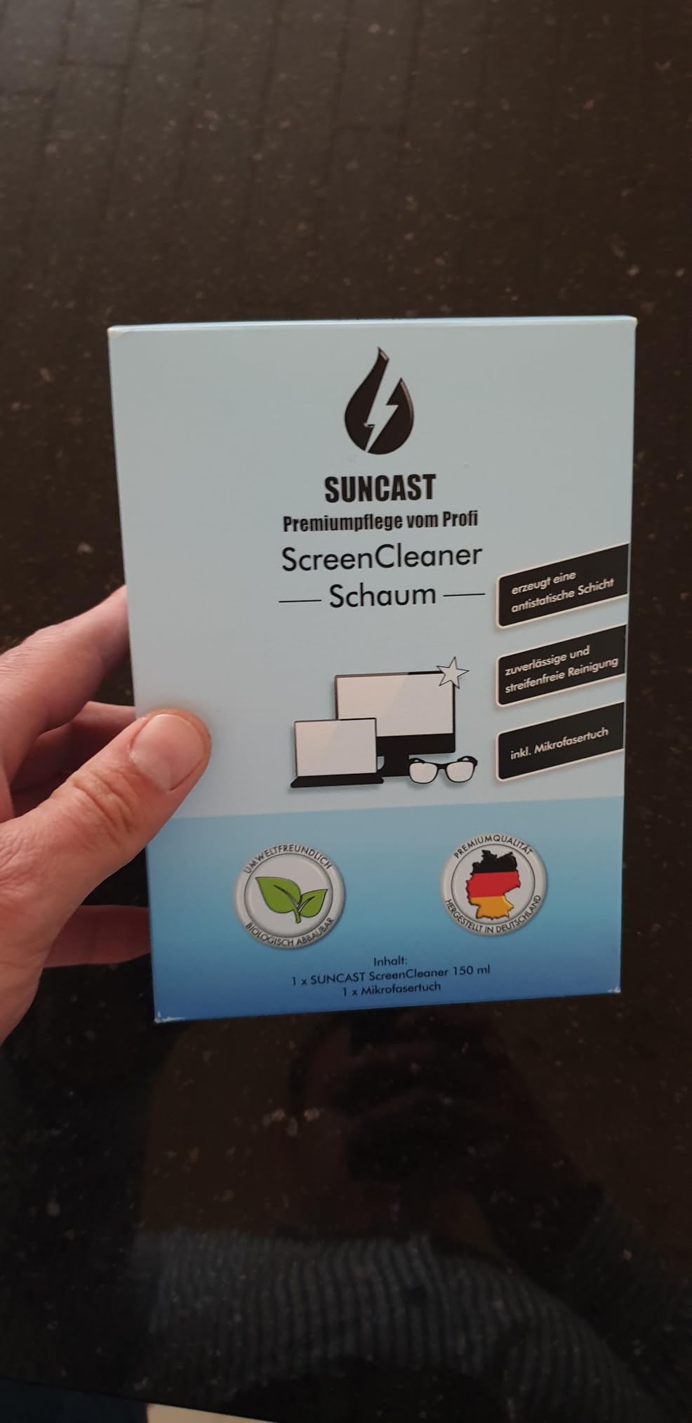 SUNCAST Display Reiniger Set 2x150ml Schaum mit Tuch streifenfrei