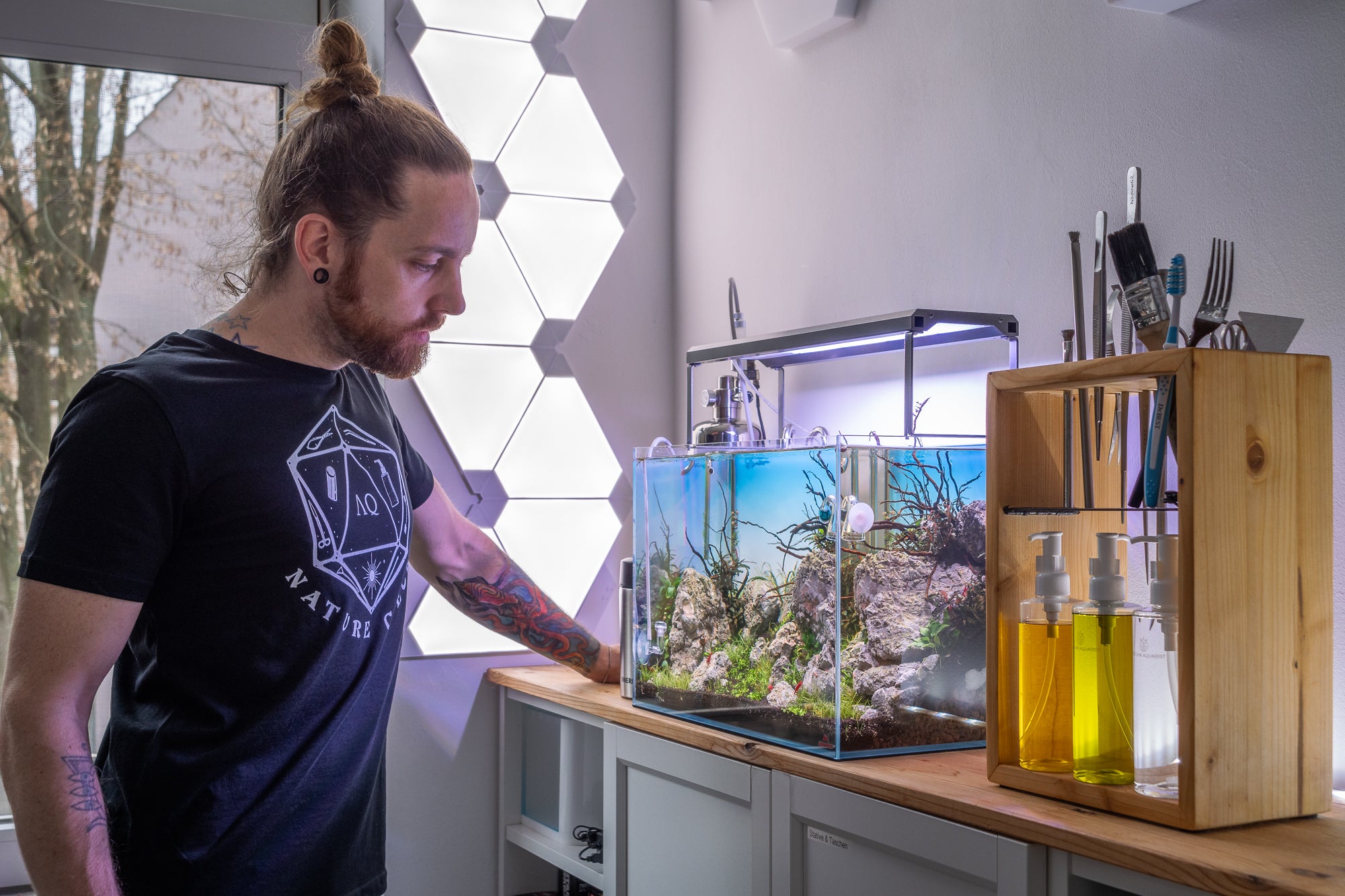 AquaOwner Nature Check Tee T-Shirt schwarz Bio-Baumwolle