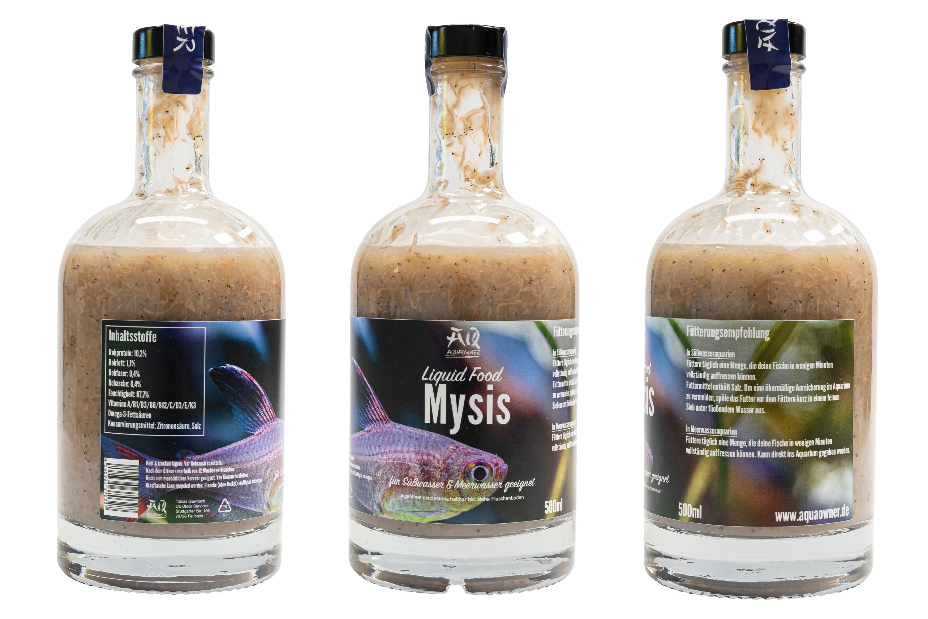 AquaOwner Liquid Food Mysis Fischfutter 200 ml für große Fische