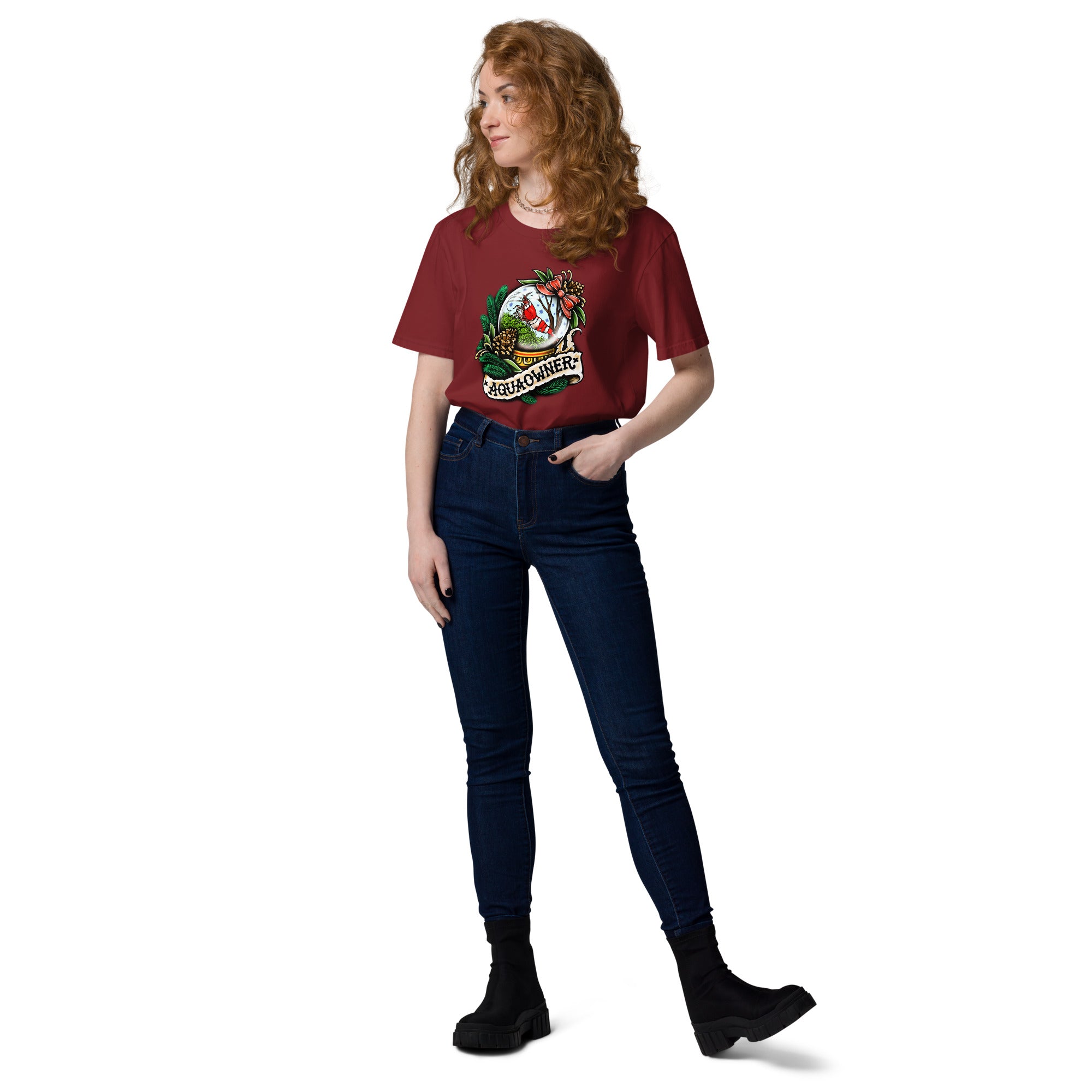 AquaOwner Christmas Shrimp Tee T-Shirt dunkelrot Bio-Baumwolle