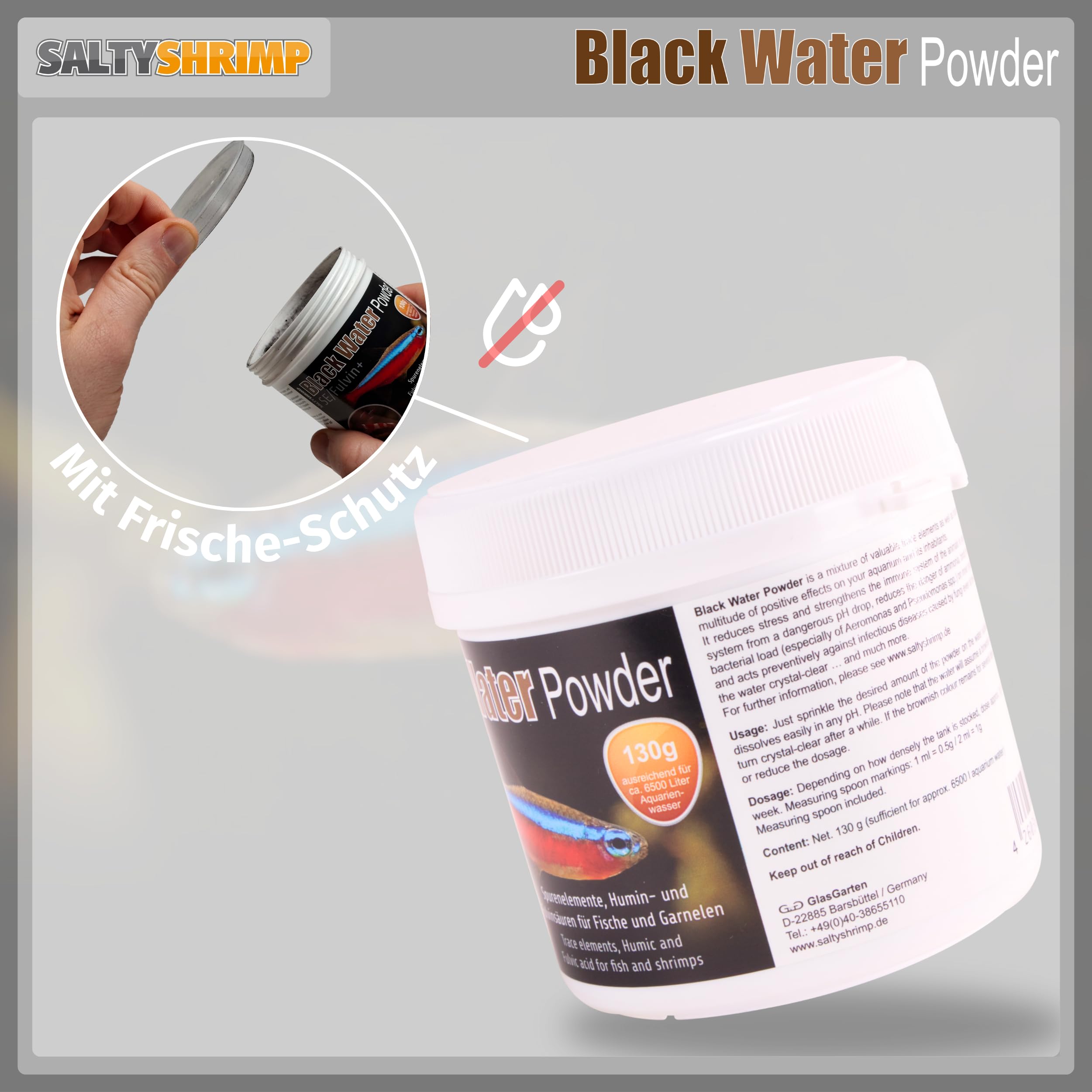 SaltyShrimp Black Water Powder SE/Fulvin+ Mineralsalz 135g Huminstoffe