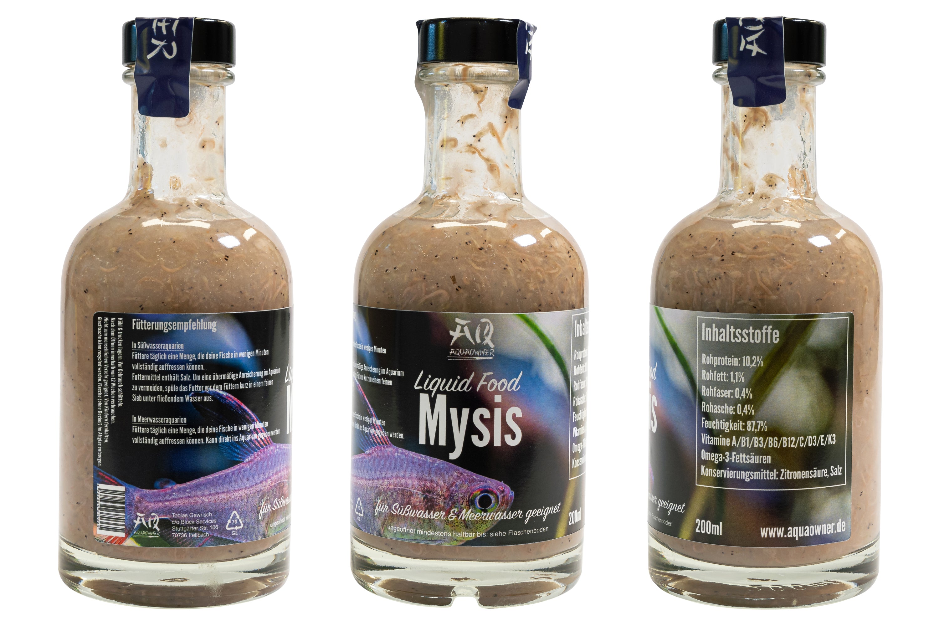 AquaOwner Liquid Food Mysis Fischfutter 200 ml für große Fische